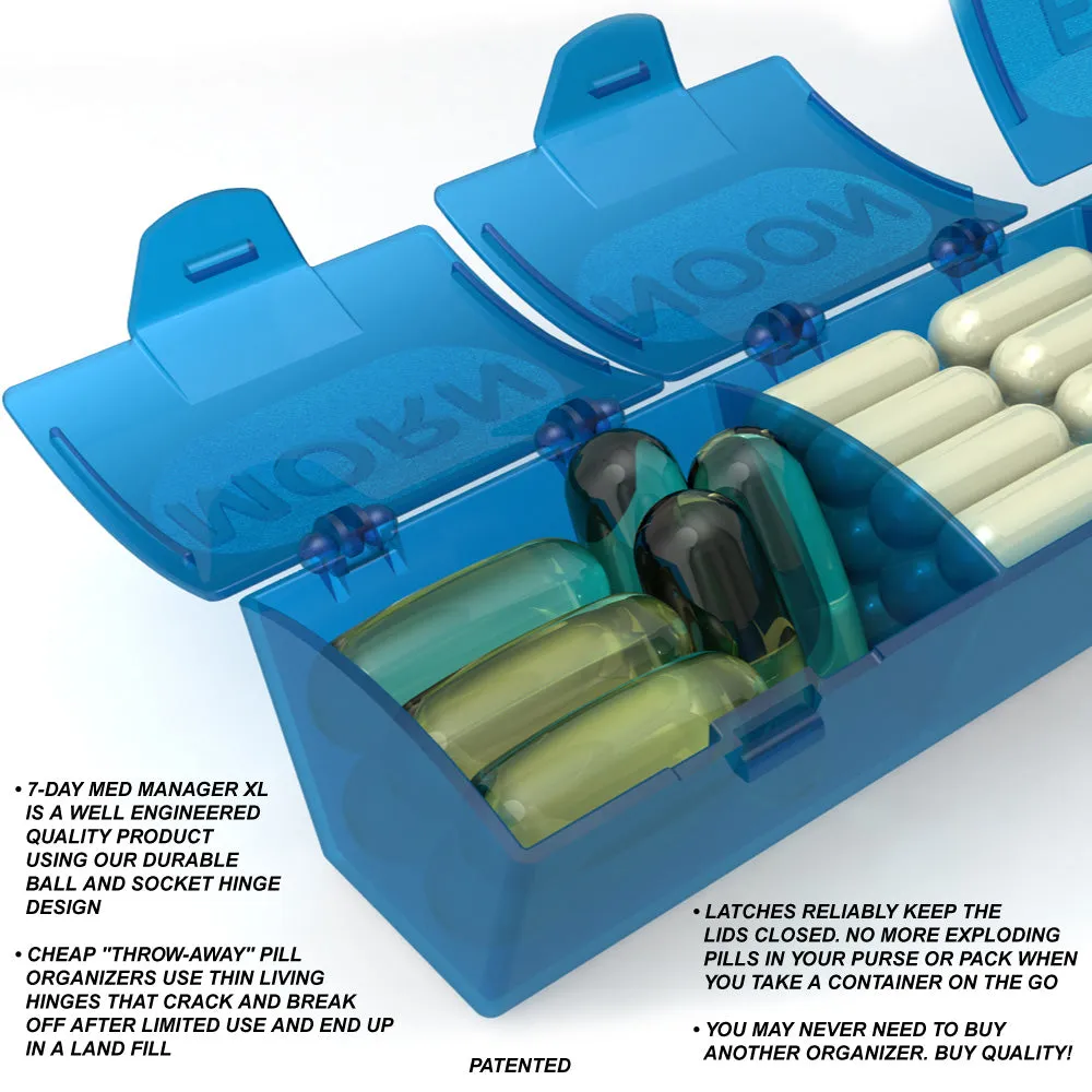 Med Manager XL Extra Large Pill Organizer, Weekly Pill Box, 7 Day 4 Times a Day