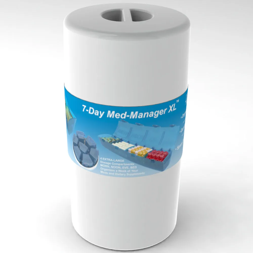 Med Manager XL Extra Large Pill Organizer, Weekly Pill Box, 7 Day 4 Times a Day