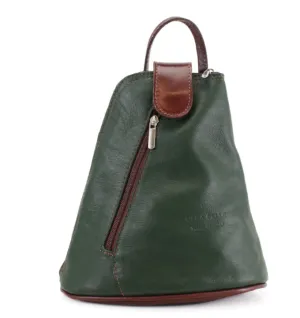 MOLLY   Small soft leather two-tone triangular backpack