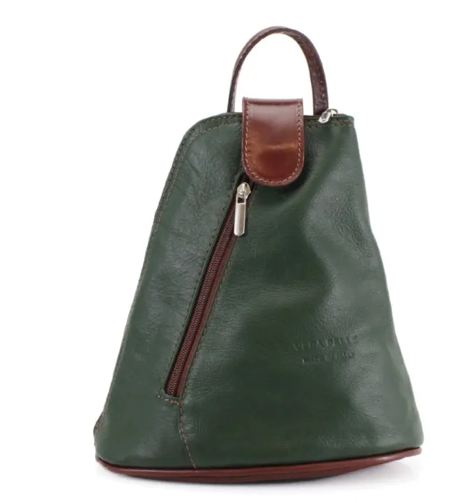MOLLY   Small soft leather two-tone triangular backpack