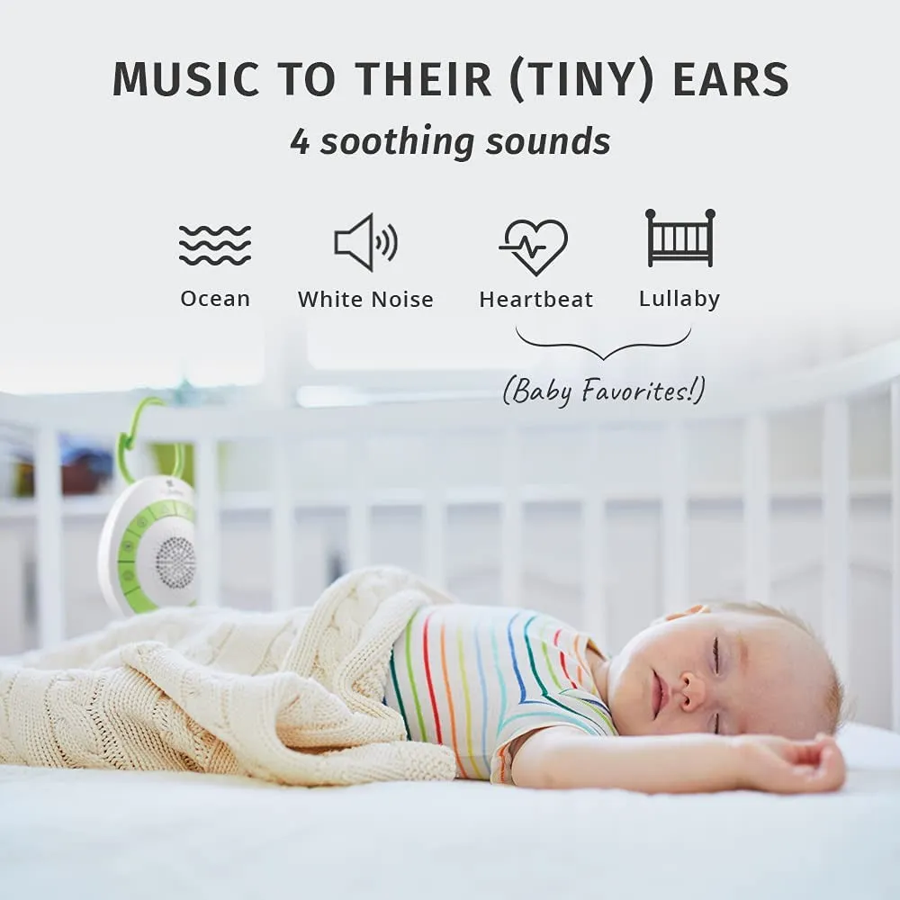 Mybaby Soundspa On‐The‐Go, Plays 4 Soothing Sounds, Adjustable Volume Control, Adjustable Clip for Strollers, Diaper Bags, Car Seats, Small and Lightweight, Auto Timer, MYB‐S115
