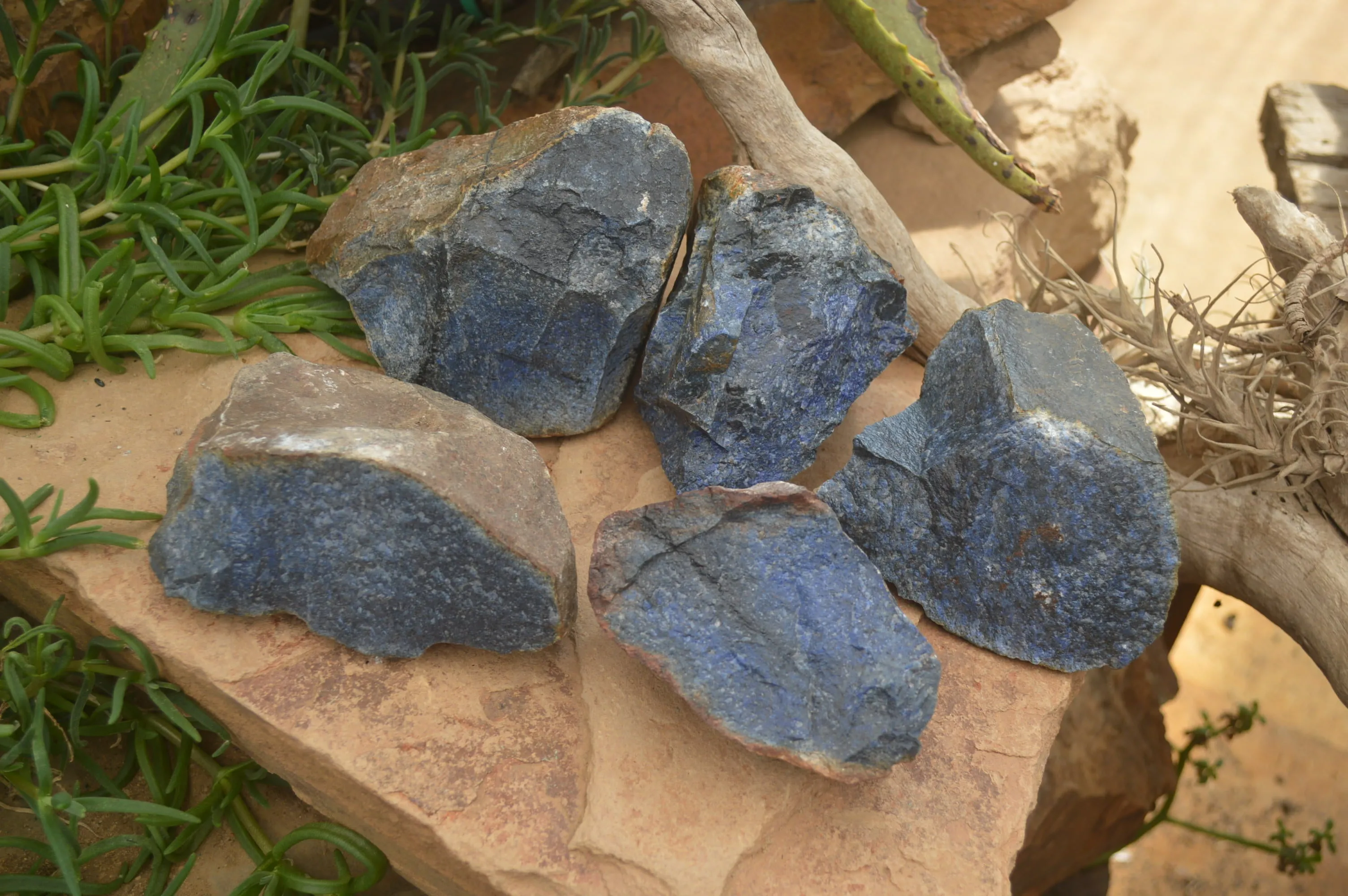 Natural Dumortierite Specimens x 5 From Mozambique