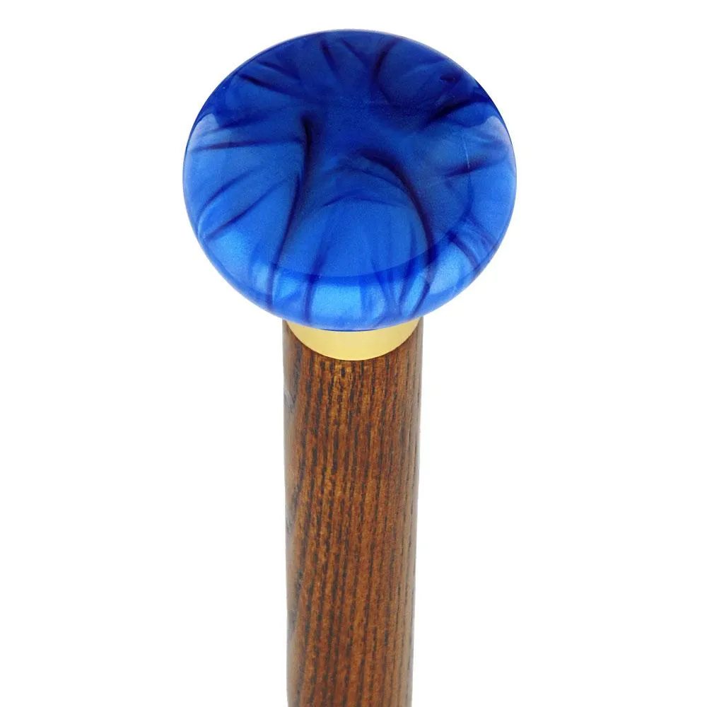 Nostalgia Pearl Blue Flat Top Cane w/ Custom Wood Shaft & Collar