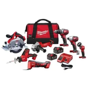Open Box -  Milwaukee M18 18-Volt Lithium-Ion Cordless Combo Tool Kit (7-Tool) Two Batteries