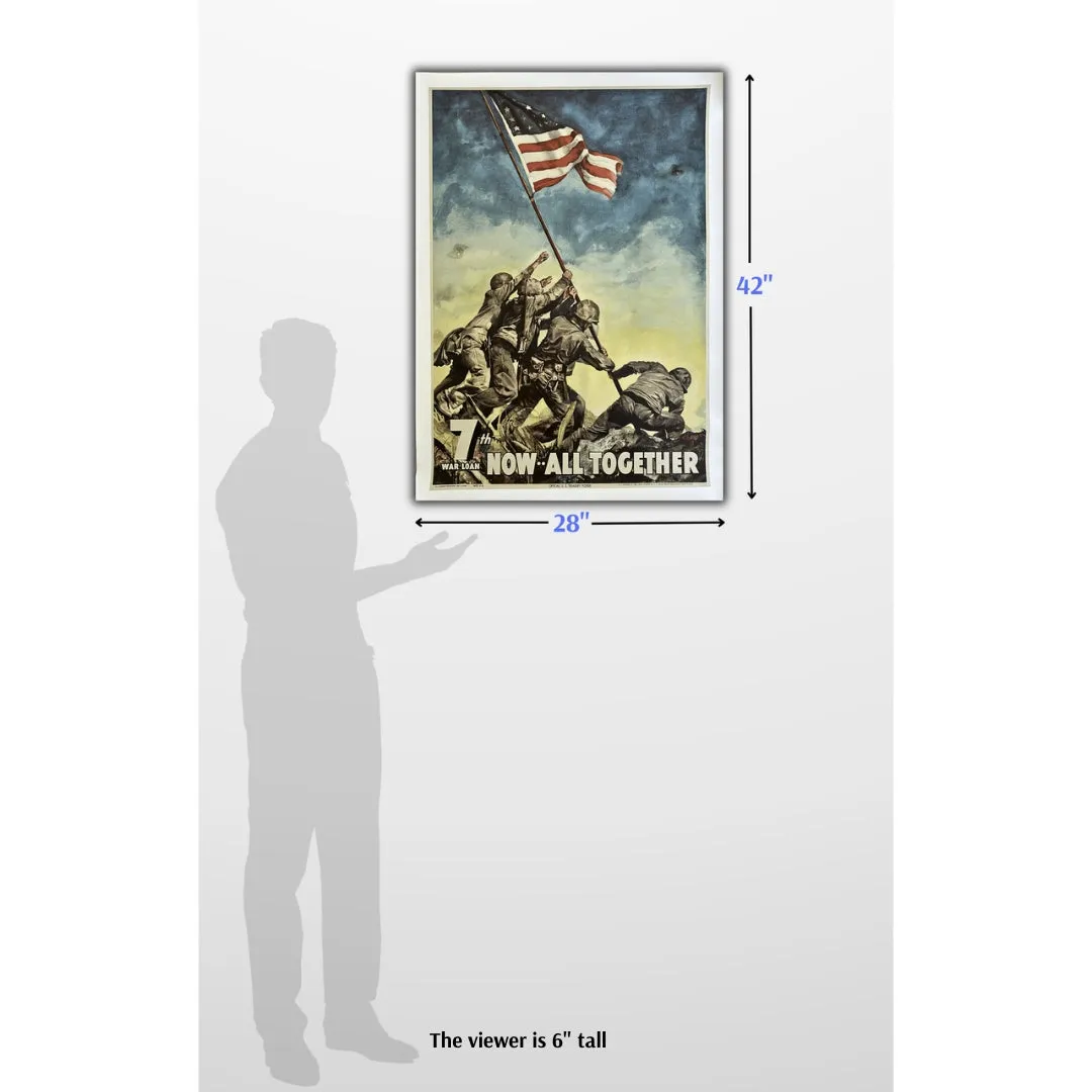 Original WWII poster — "Now all together" bond drive poster with image from Iwo Jima