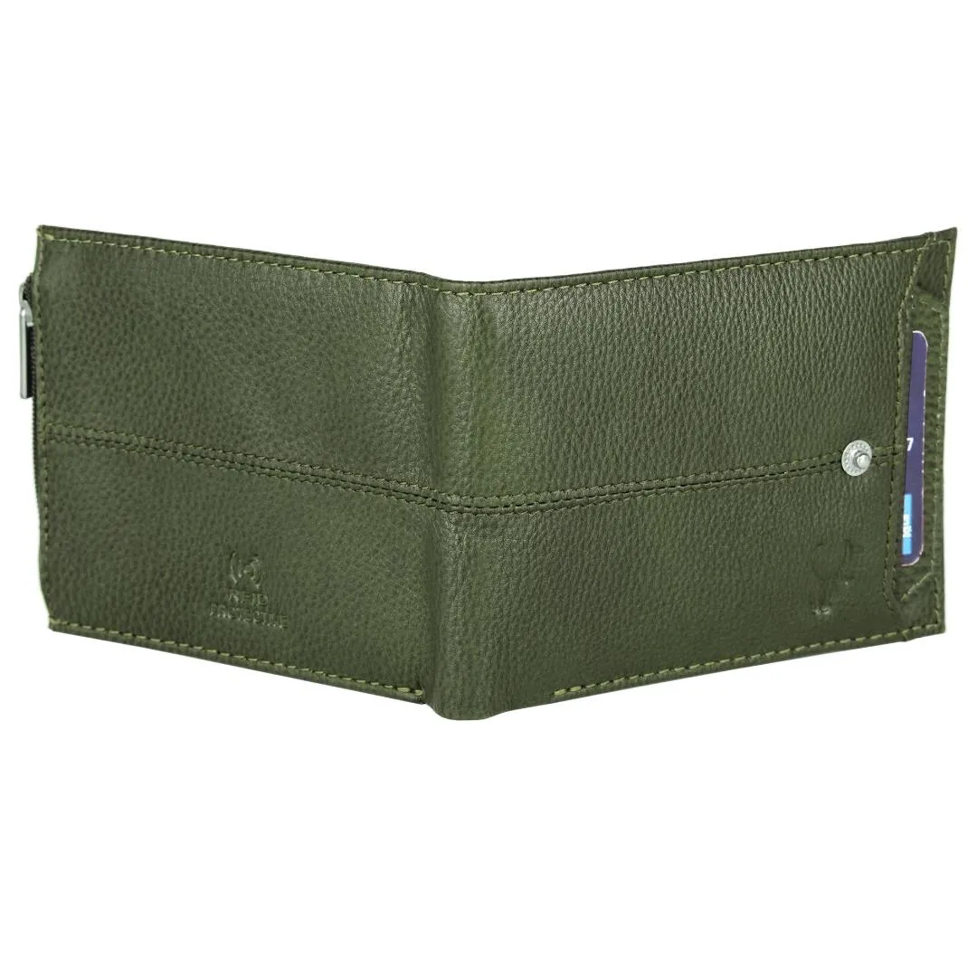 OSCAR RFID Protected Green Hunter Leather Wallet for Men
