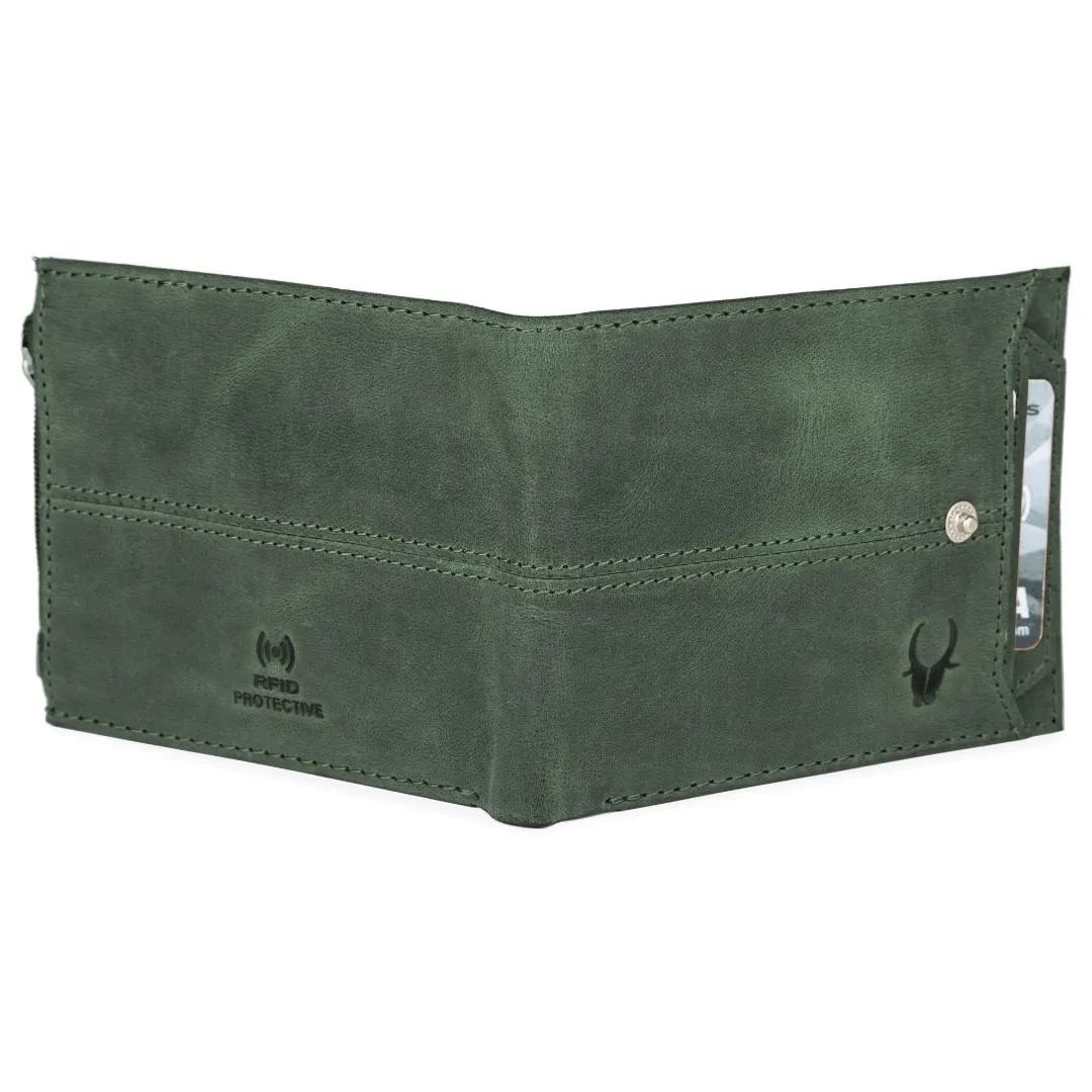 OSCAR RFID Protected Green Hunter Leather Wallet for Men