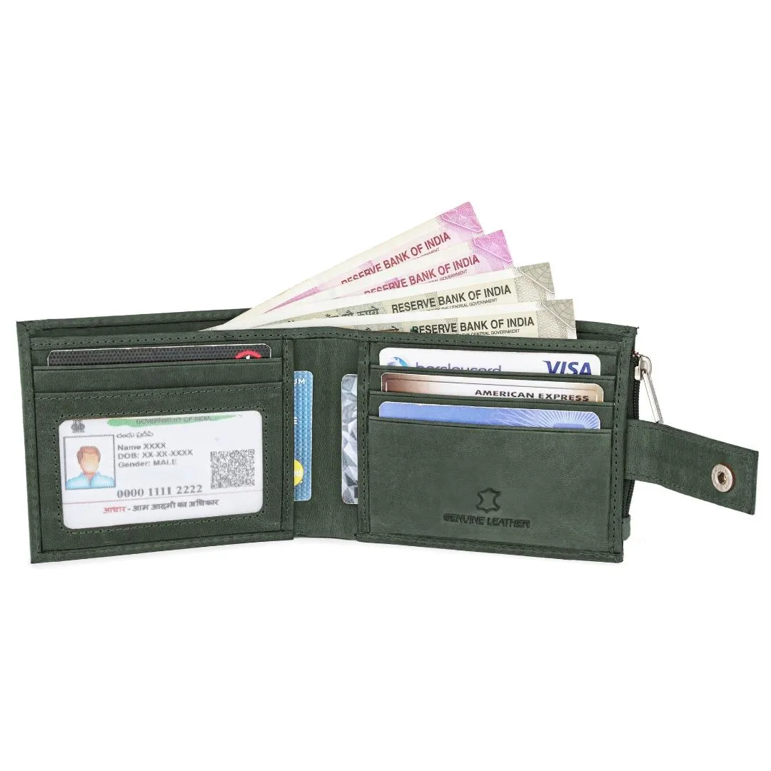 OSCAR RFID Protected Green Hunter Leather Wallet for Men