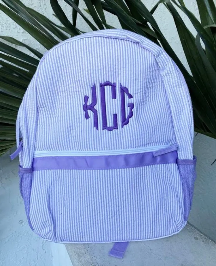 Personalization Seersucker Backpacks