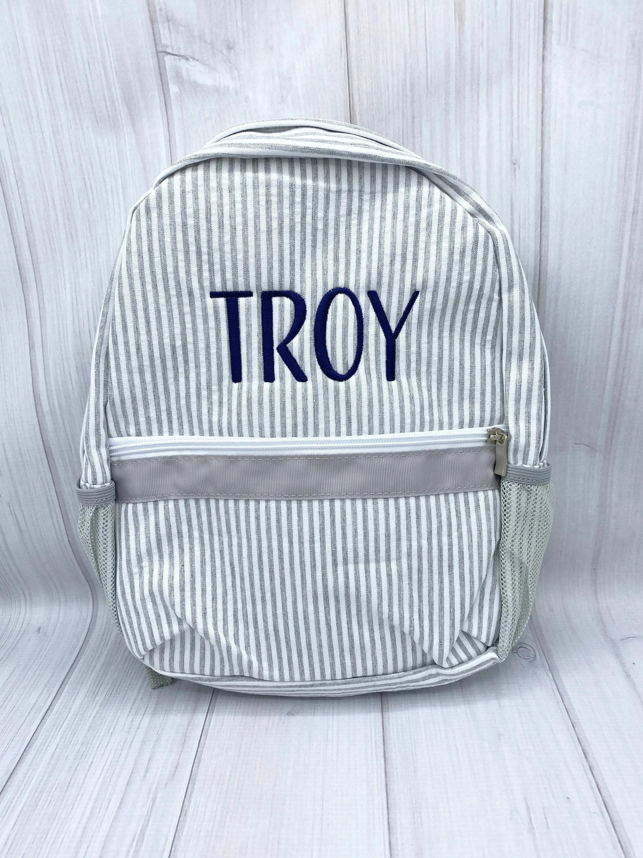 Personalization Seersucker Backpacks