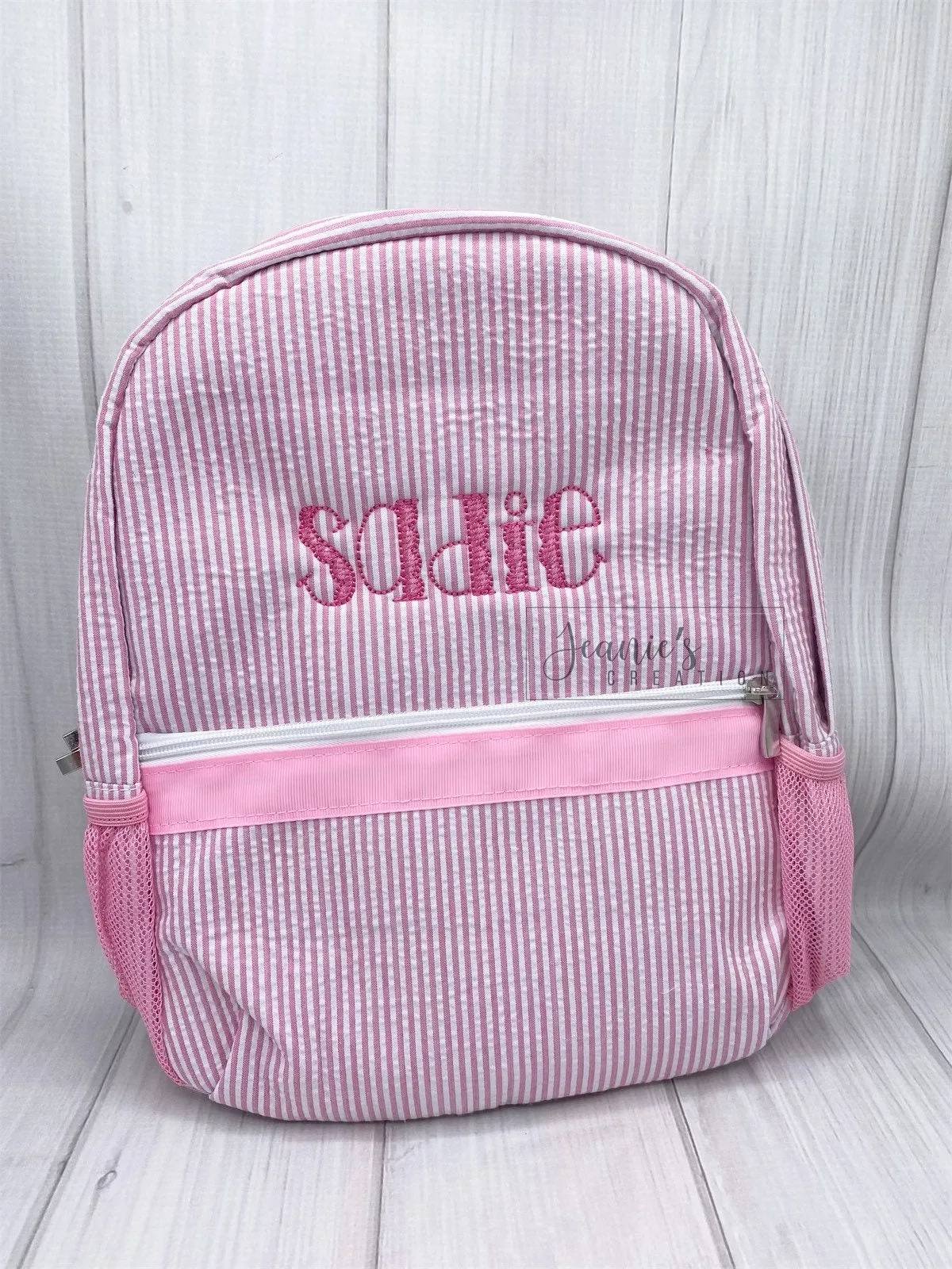 Personalization Seersucker Backpacks
