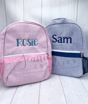 Personalization Seersucker Backpacks