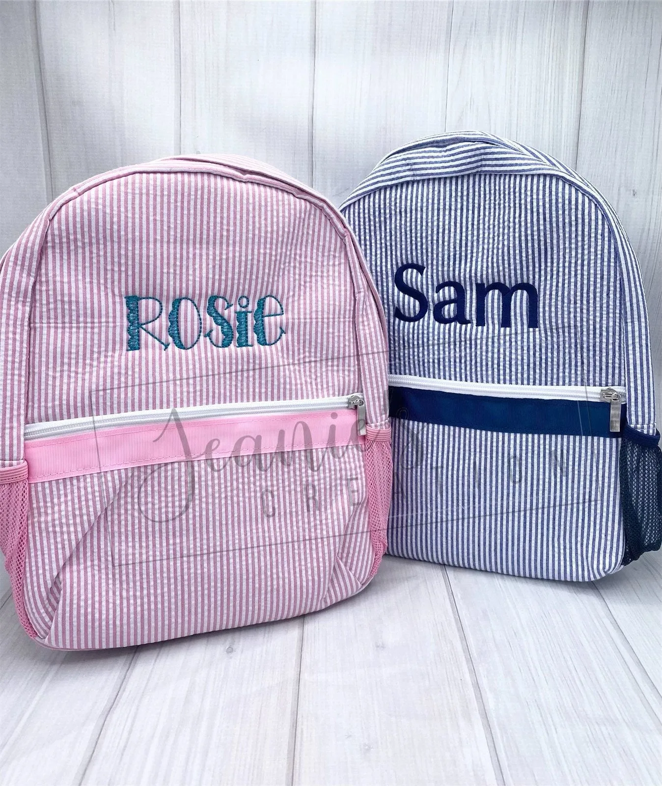 Personalization Seersucker Backpacks