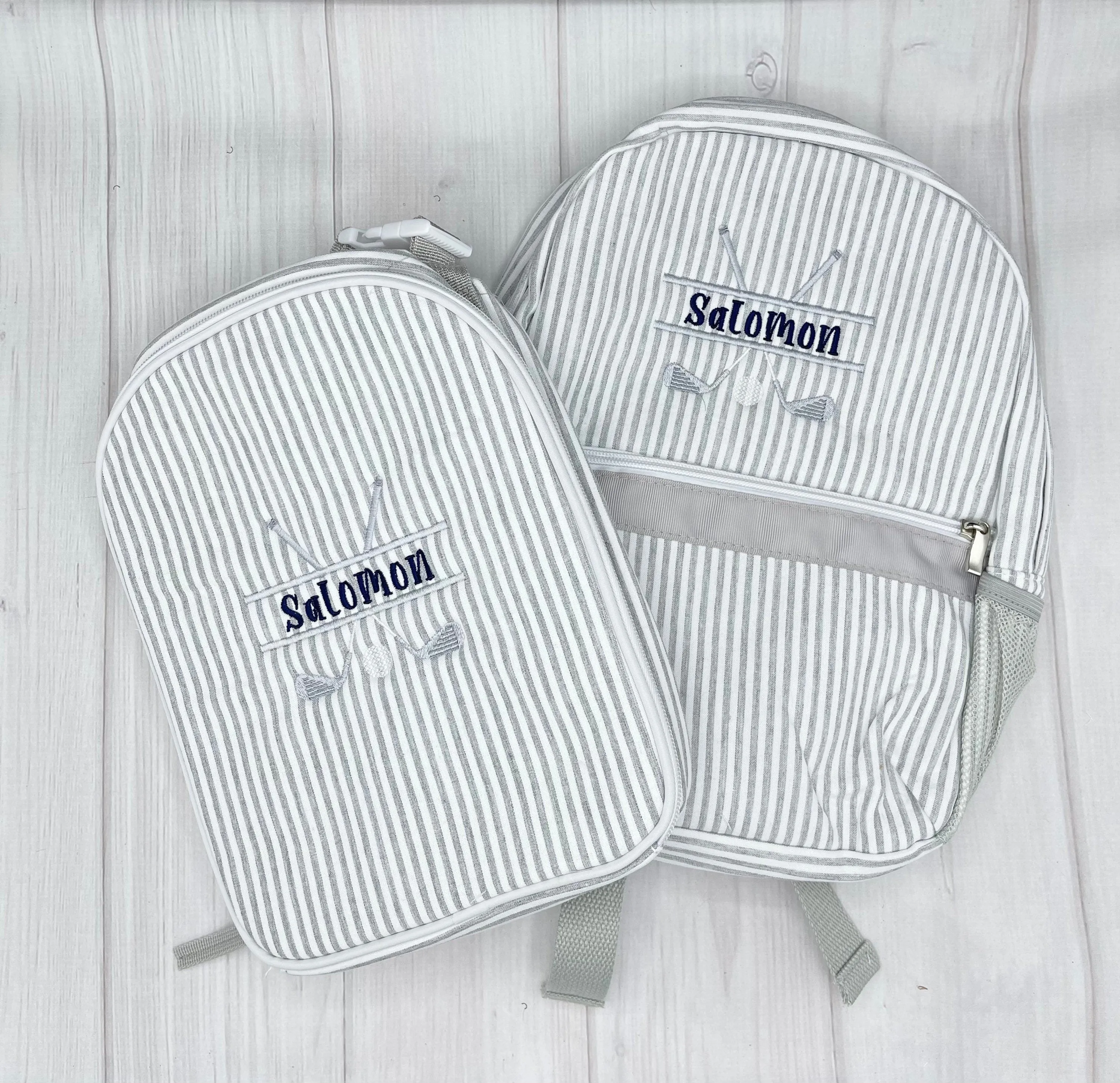 Personalized Golf Club Kids Seersucker Backpacks