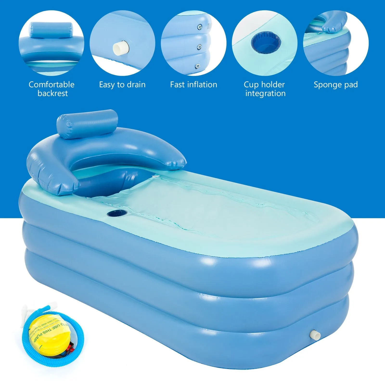 Portable bathtub PVC folding bathtub fast inflatable Spa For Adutls