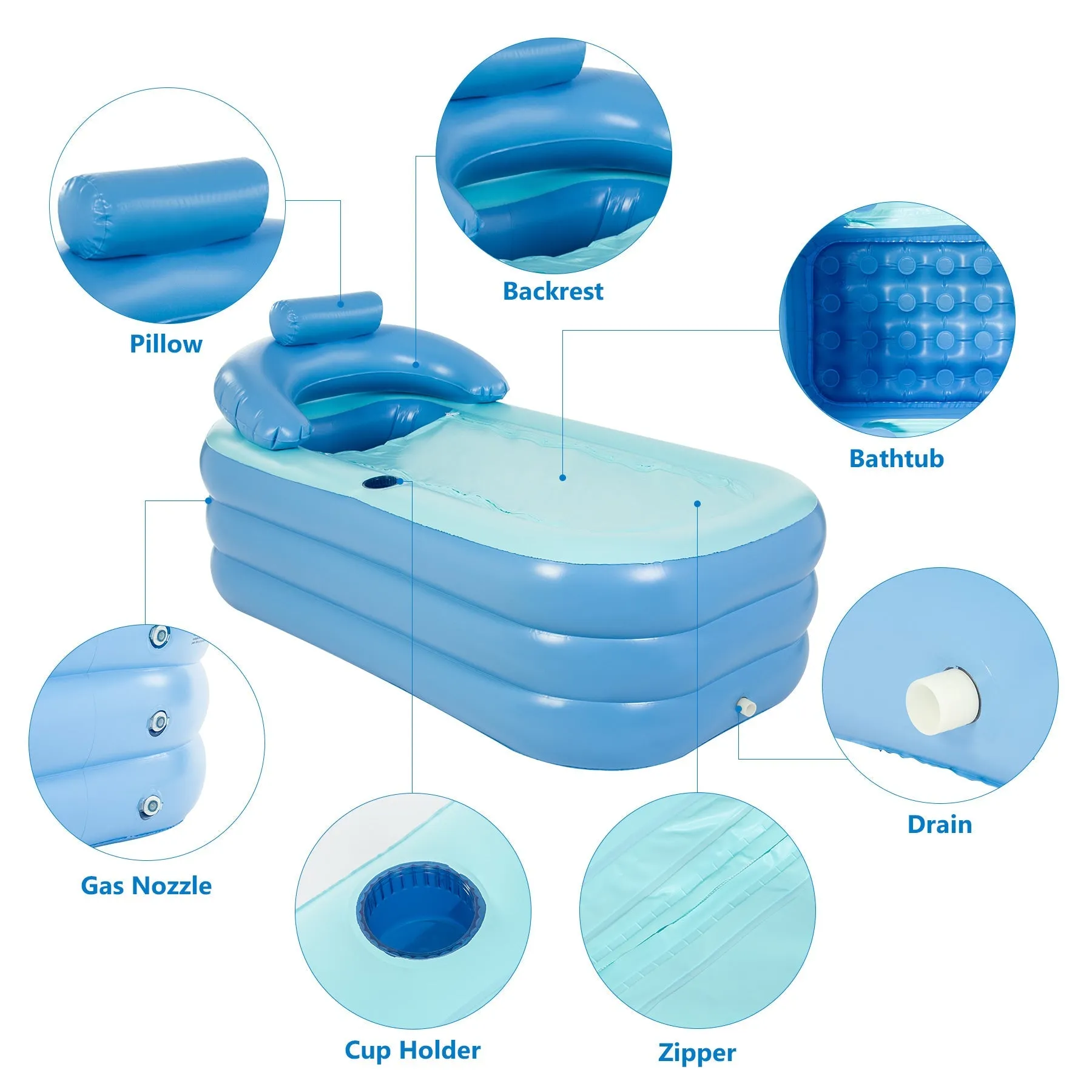 Portable bathtub PVC folding bathtub fast inflatable Spa For Adutls