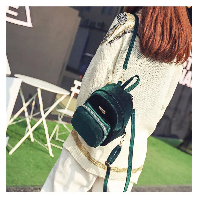 Promo: Backpack casual winter velvet rucksack small light girl school book shoulder bag mochilas feminina ZZ526