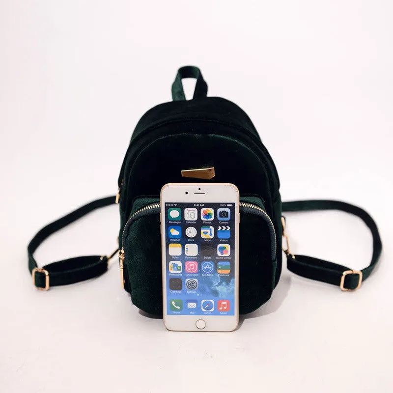 Promo: Backpack casual winter velvet rucksack small light girl school book shoulder bag mochilas feminina ZZ526