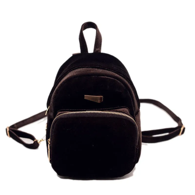 Promo: Backpack casual winter velvet rucksack small light girl school book shoulder bag mochilas feminina ZZ526