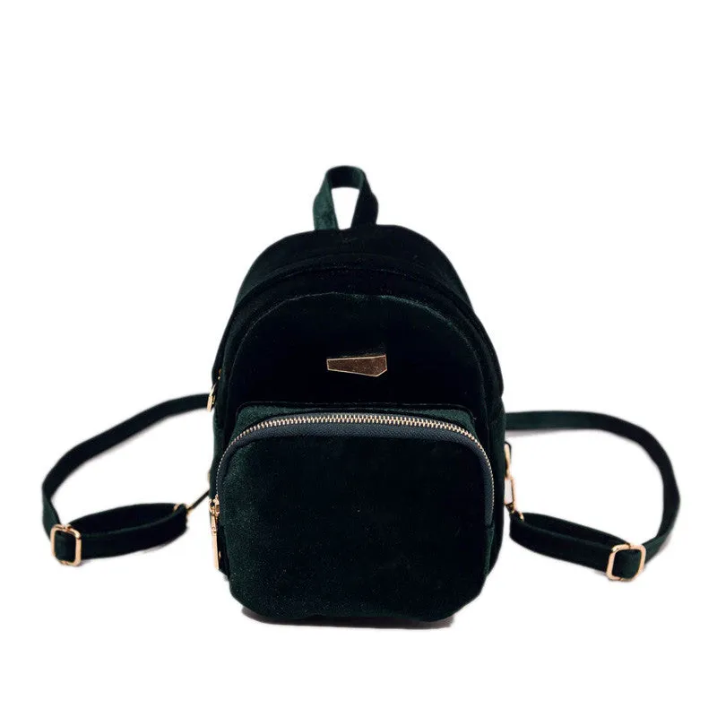 Promo: Backpack casual winter velvet rucksack small light girl school book shoulder bag mochilas feminina ZZ526