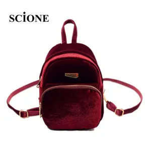 Promo: Backpack casual winter velvet rucksack small light girl school book shoulder bag mochilas feminina ZZ526