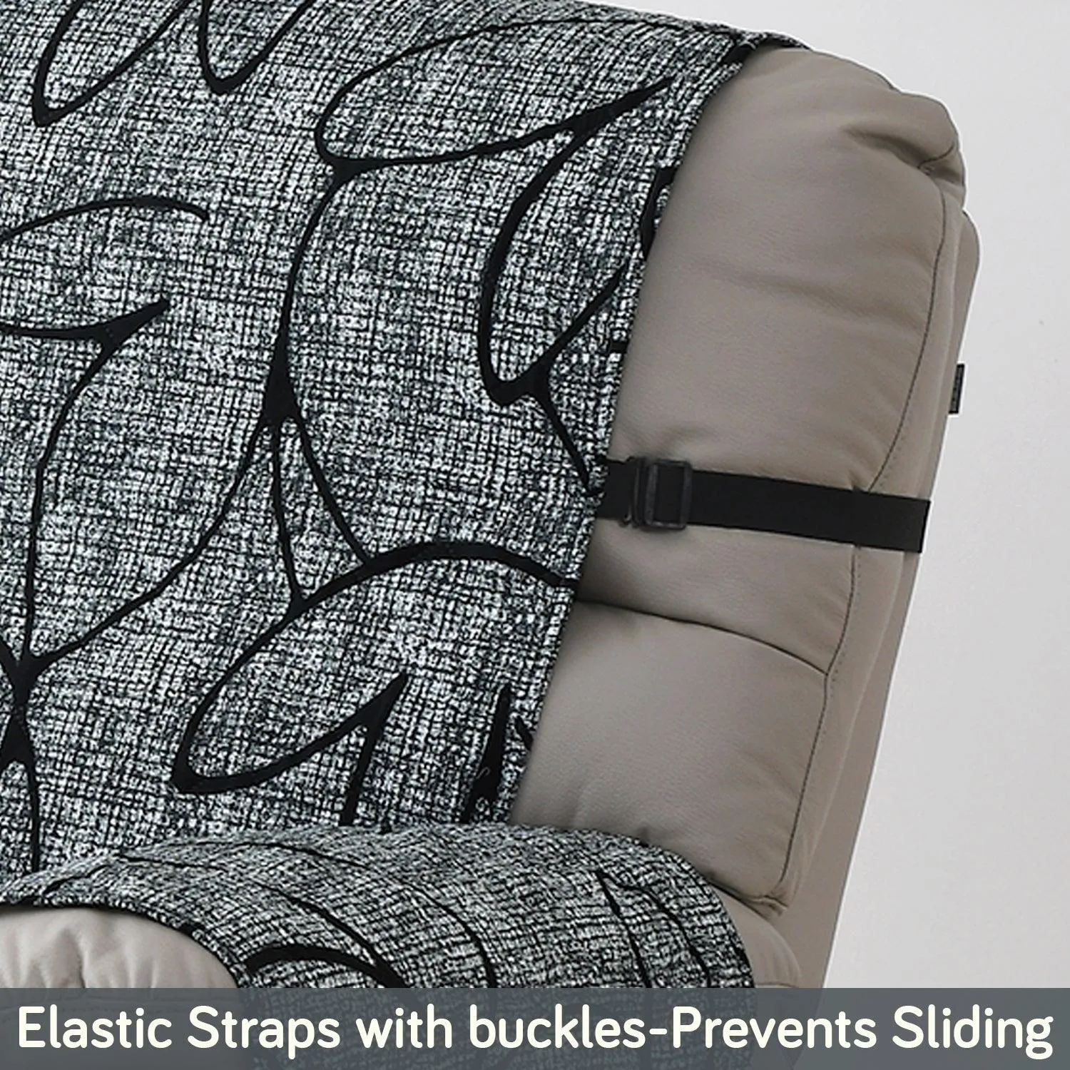 Quilted Recliner Water Repellent & Waterproof Cover for Small / Large - Intense Grey Abstract Floral