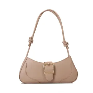 "Martini Time" Beige Shoulder Bag w/ Gold Buckle Detail