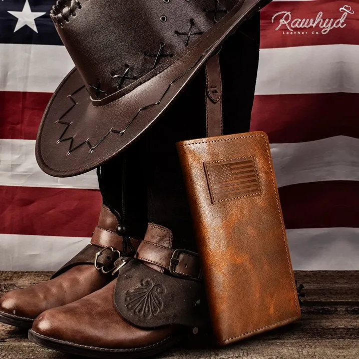 RAWHYD Leather American Flag Wallet for Men | Full-grain 6.75" x 3.5”