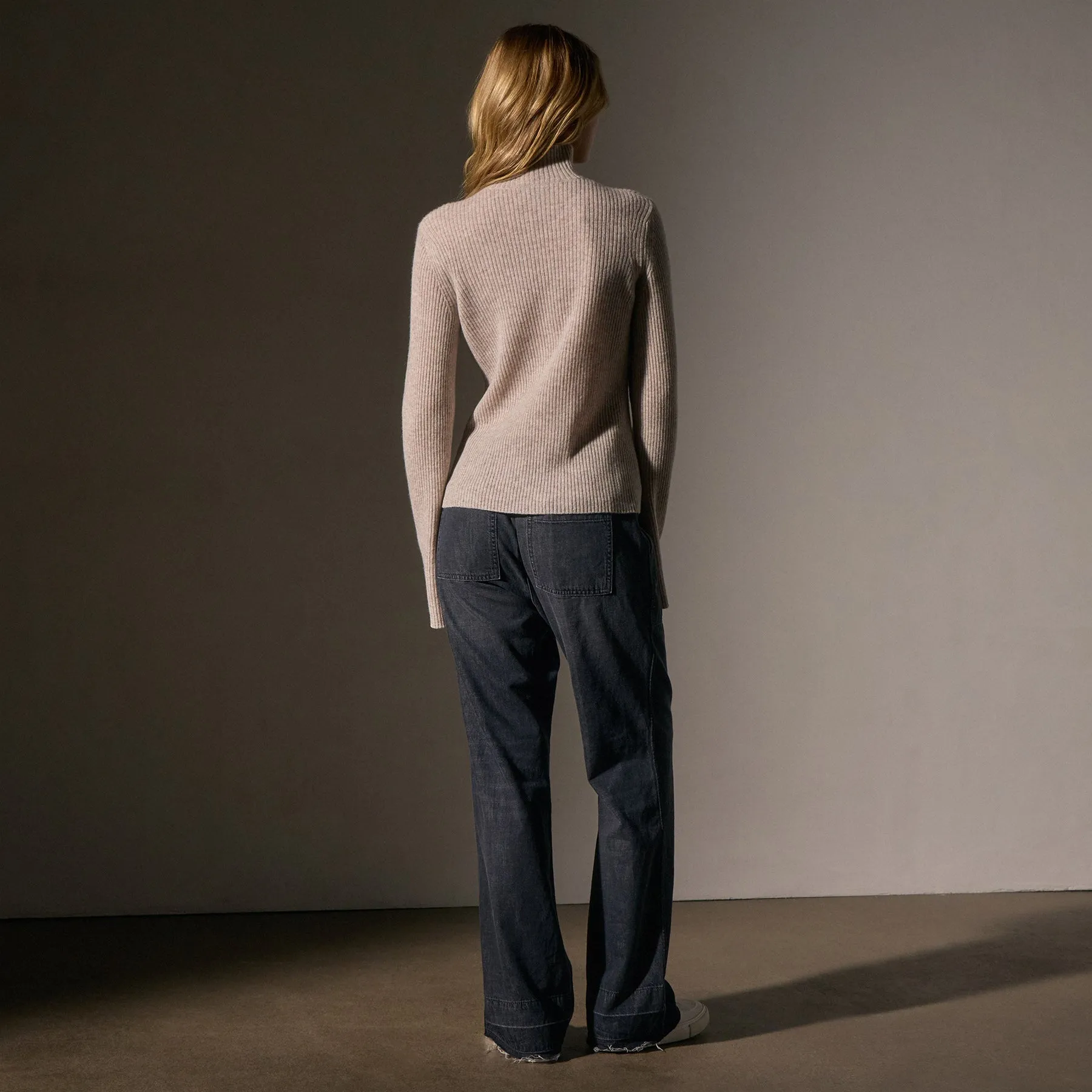 Recycled Cashmere Funnel Neck - Soft Beige