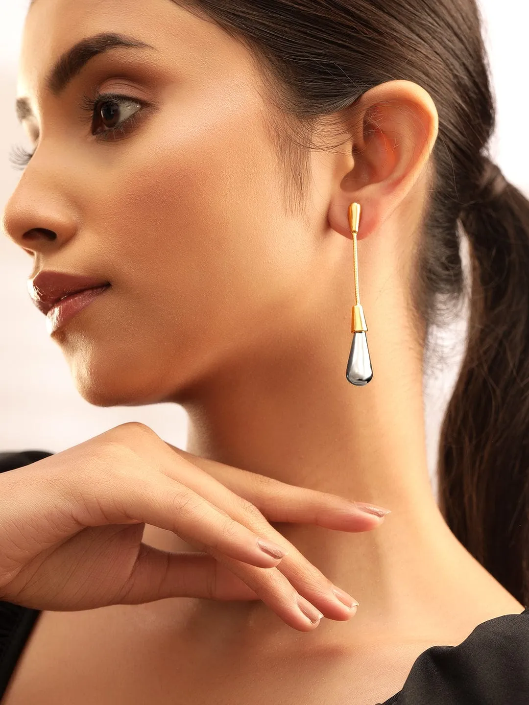 Rubans Voguish Dazzling Cascade Gold Plated Drop Earrings