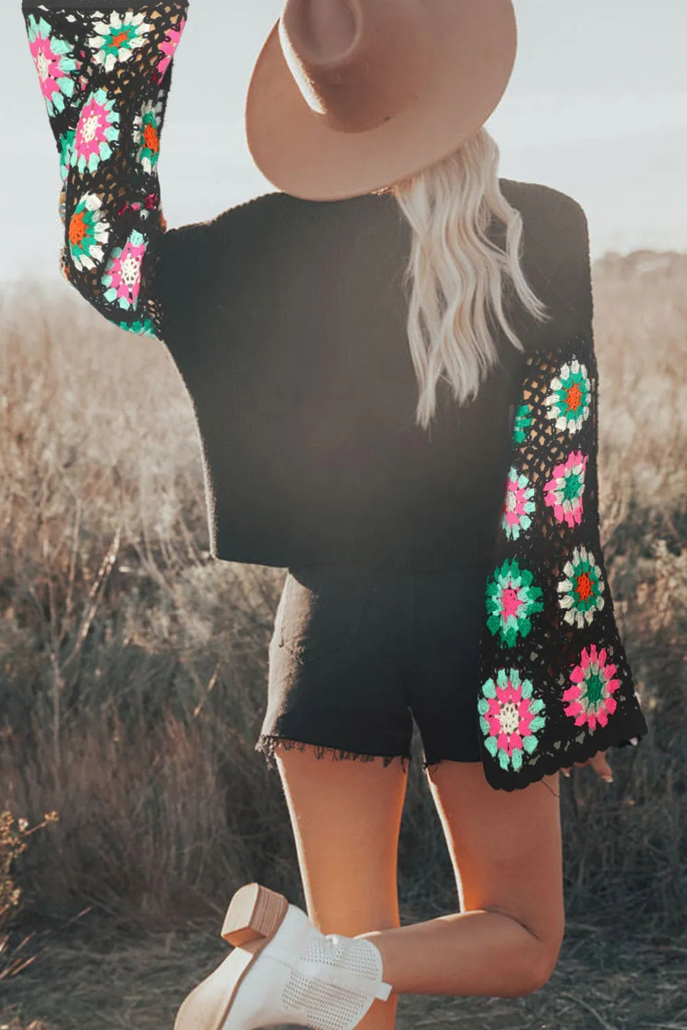 scarlett crochet sleeve sweater