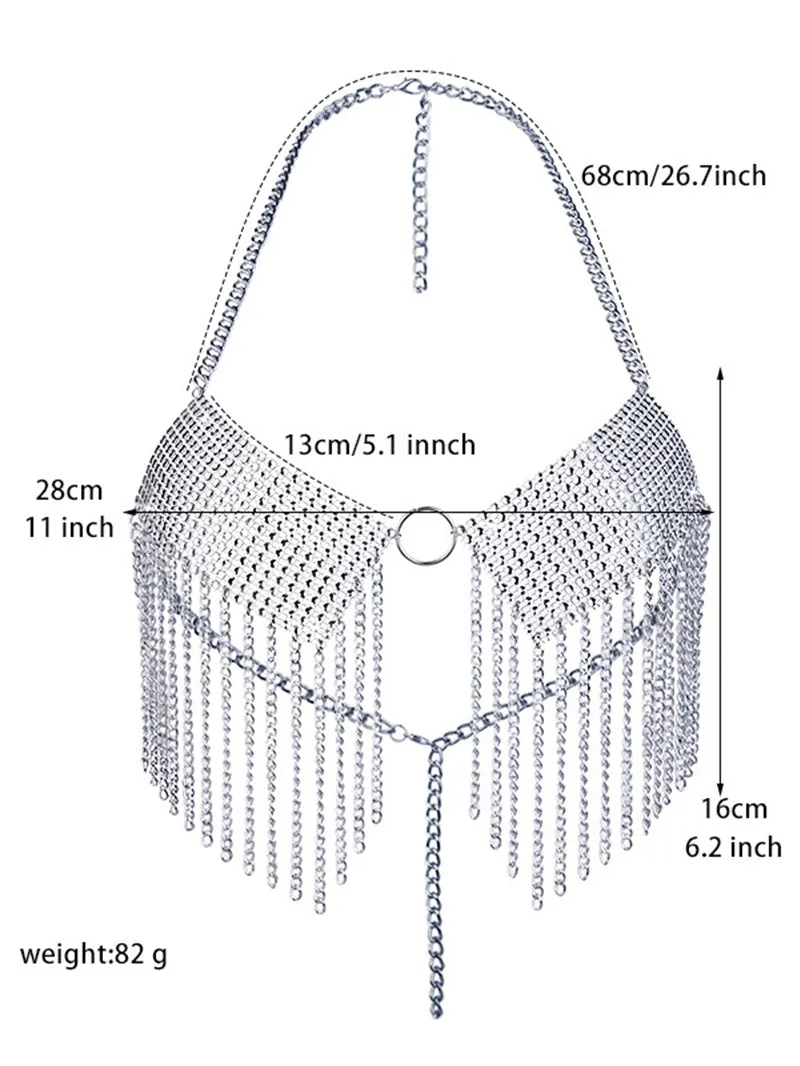 Sexy Imitation Rhinestone Body Chains Tassel Breast Chain