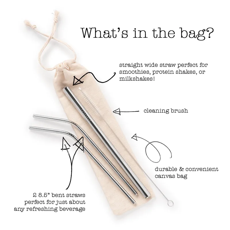 Shell Creek Sellers Reusable Stainless Steel Straw Sets (Saving The Sea one Cocktail at a Time)
