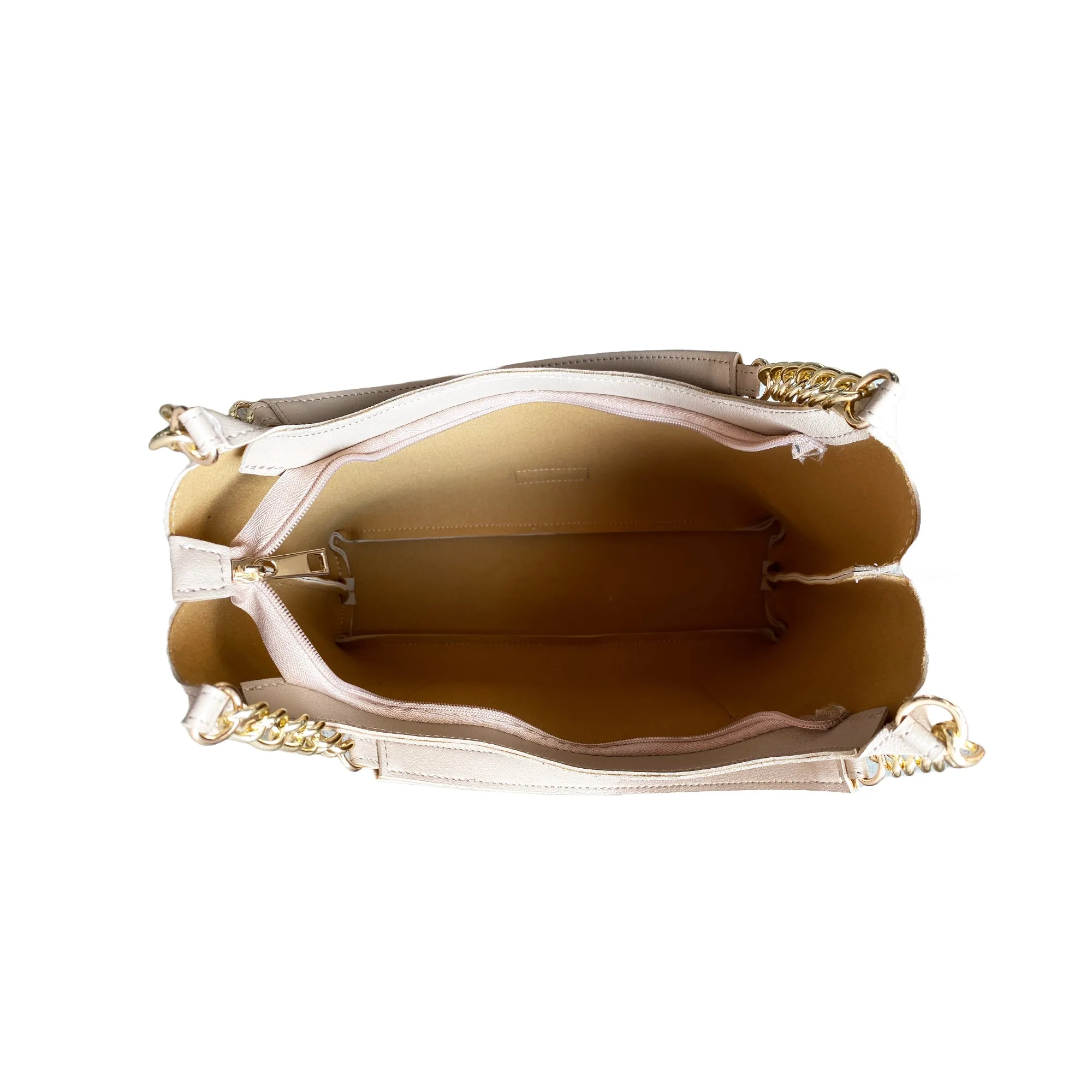 Shoulder Hobo Chain Bag Beige | Vegan Leather Women & Girl's Handbag