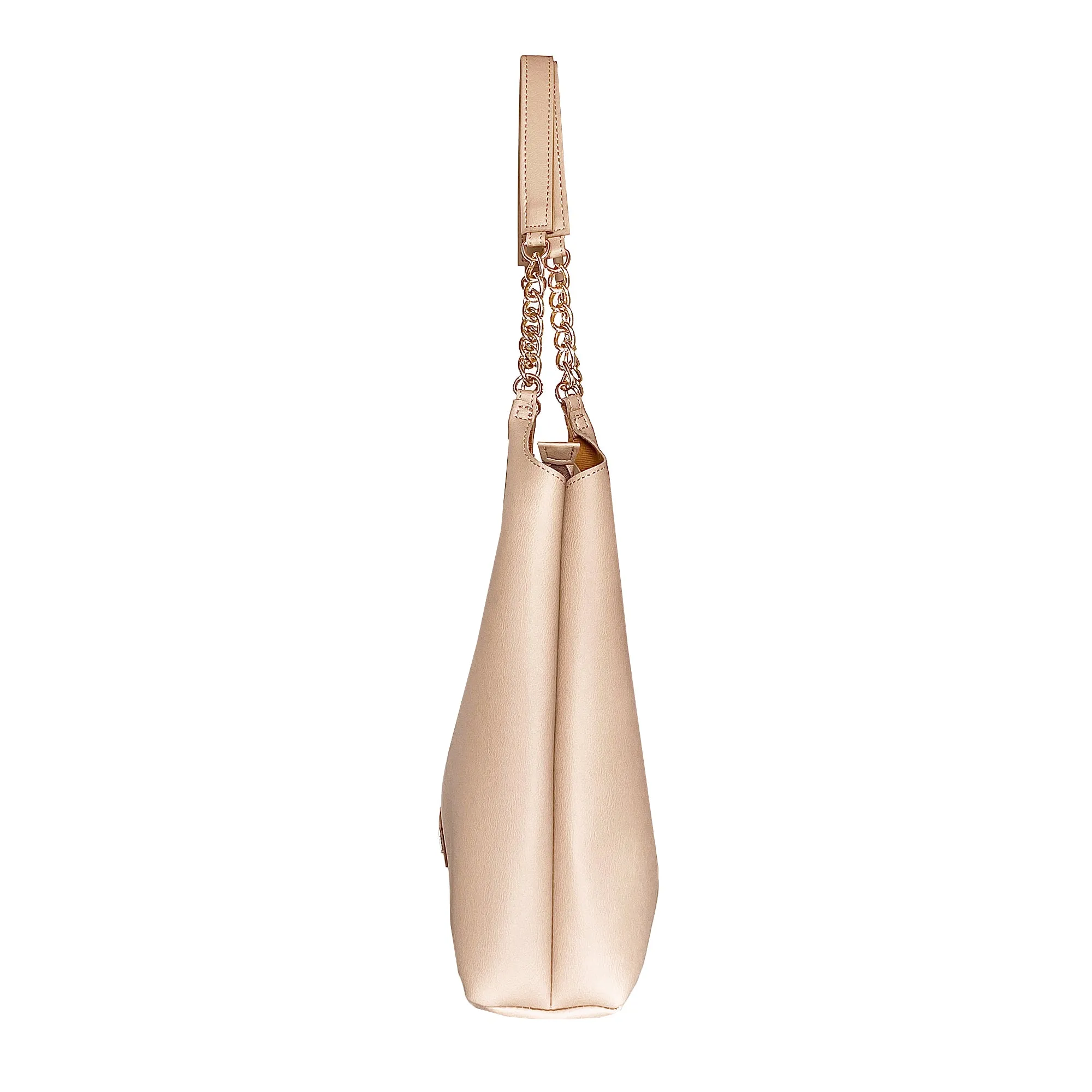 Shoulder Hobo Chain Bag Beige | Vegan Leather Women & Girl's Handbag