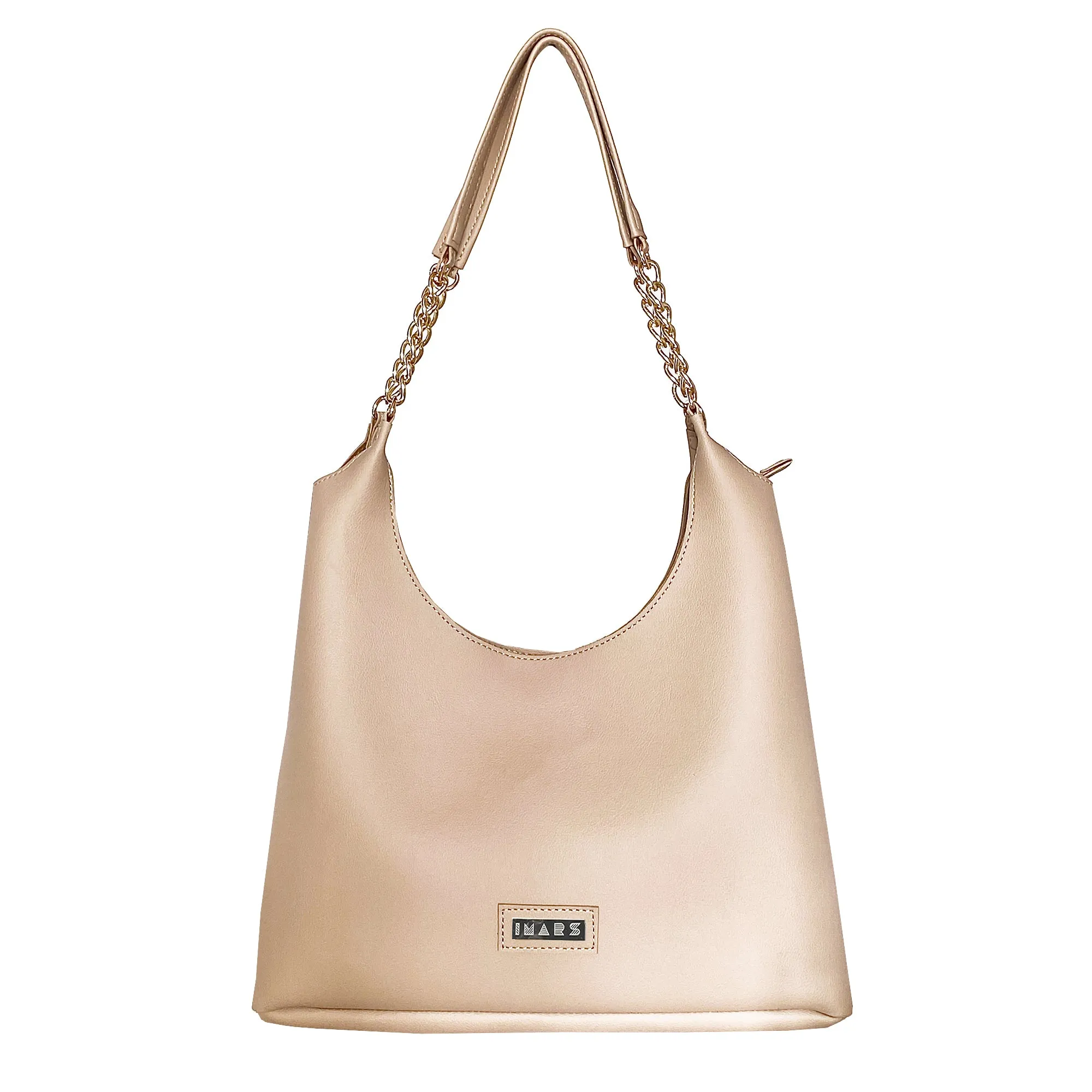 Shoulder Hobo Chain Bag Beige | Vegan Leather Women & Girl's Handbag