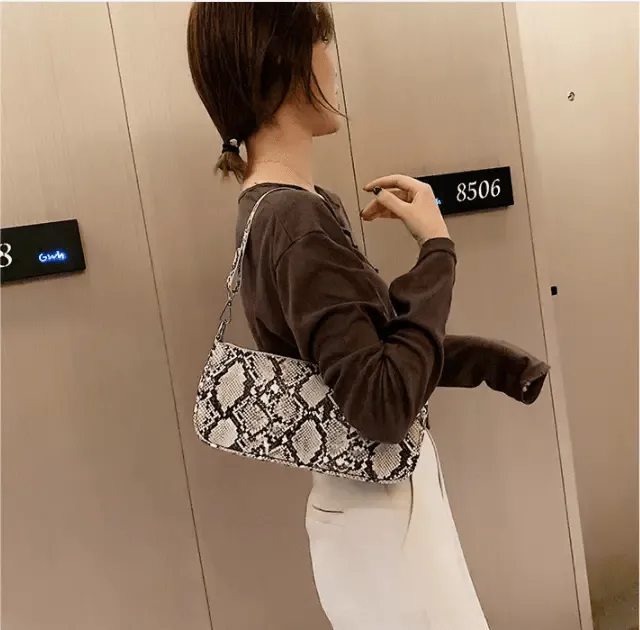 Snake Print Shoulder Bag