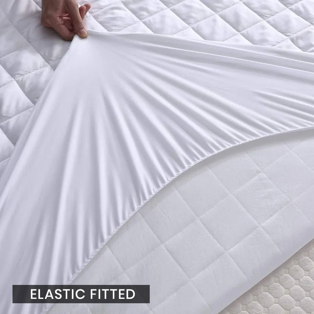 Soft Cotton Quilted 100% Waterproof Fitted Mattress Protector In Maroon Color
