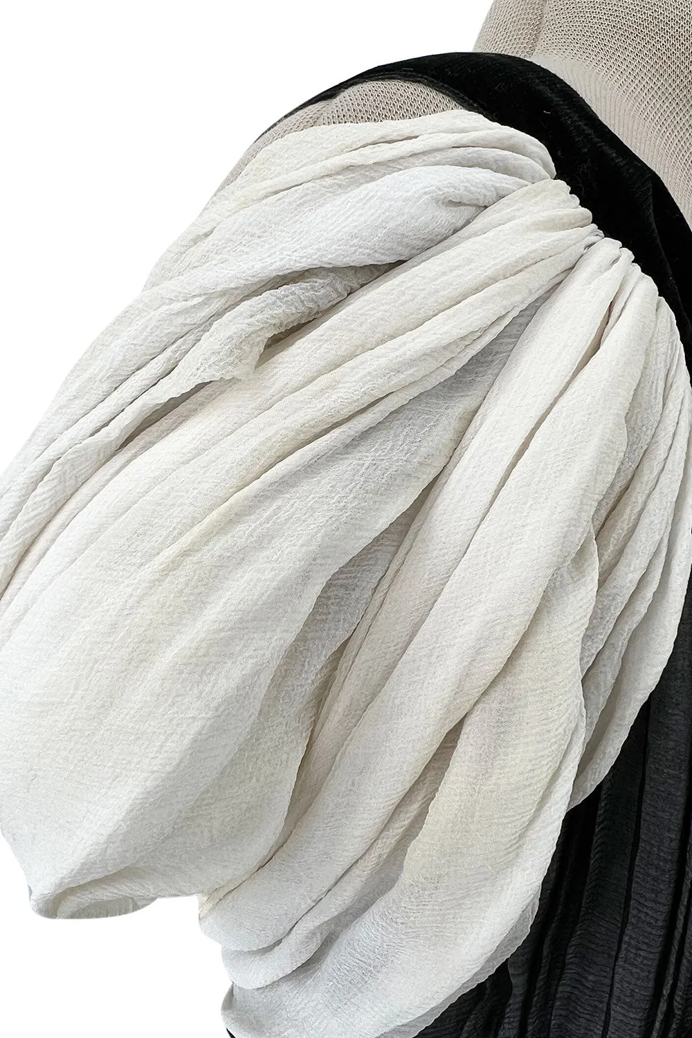 Stunning Spring 1986 Jacqueline de Ribes Black & Ivory Bias Cut Silk Chiffon Dress