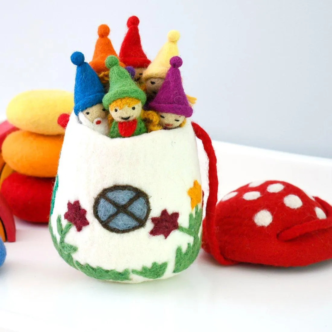 Tara Treasures Felt Mushroom Toadstool Bag