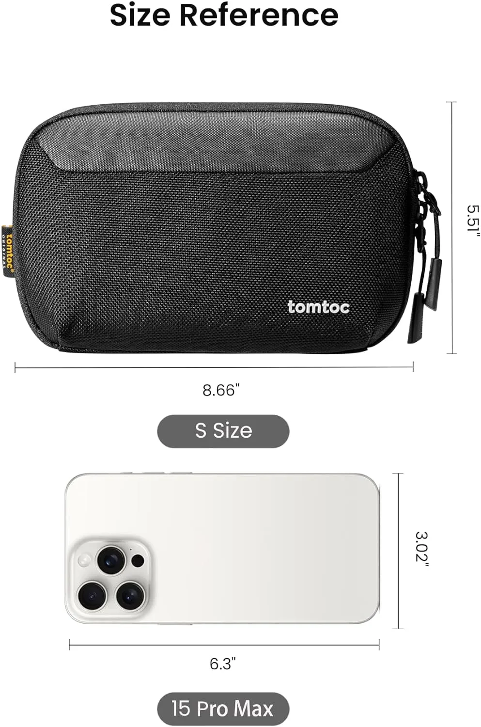 Tomtoc Travel Cable Organizer Pouch, Electronics Accessories Organizer Portable Waterproof Double Accessories Carry Case for Cord, Charger, Cables, USB Drive, Black