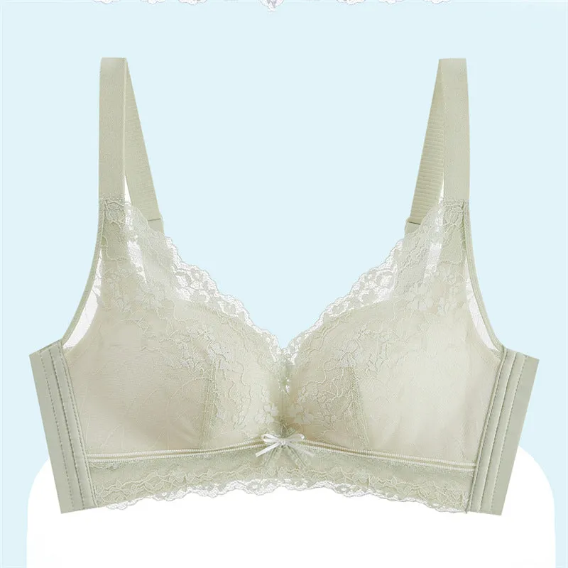 Underwear for women with small breasts, push-up, adjustable medium-thick lace bra, no wires, comfortable, breathable, side breast bra