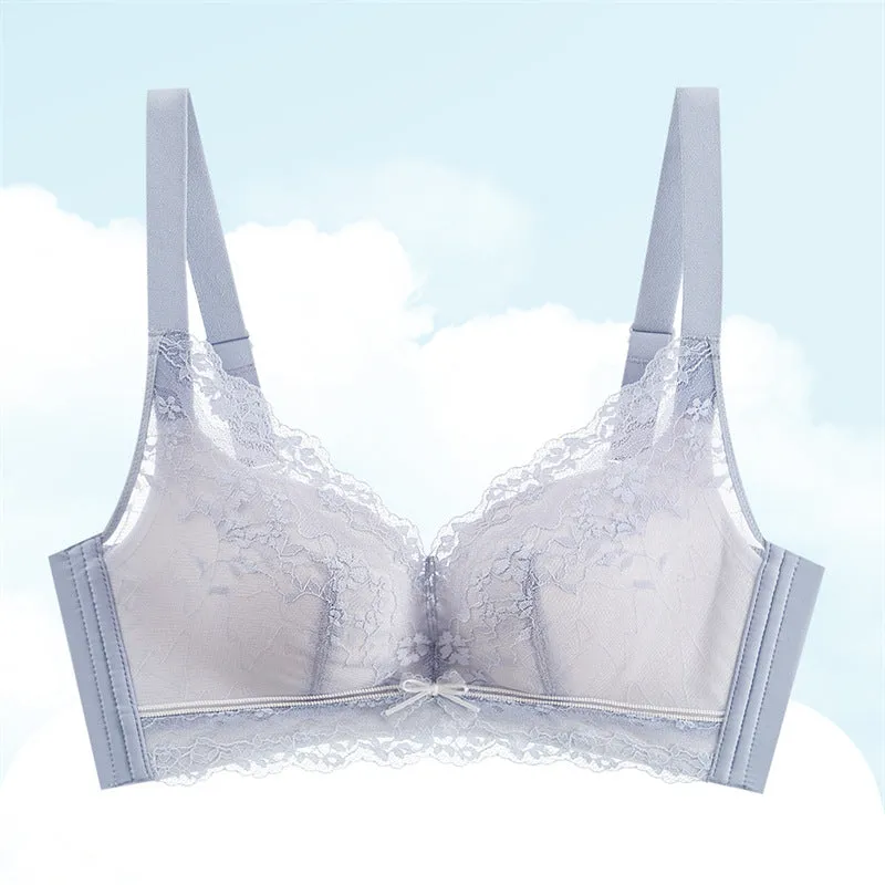 Underwear for women with small breasts, push-up, adjustable medium-thick lace bra, no wires, comfortable, breathable, side breast bra