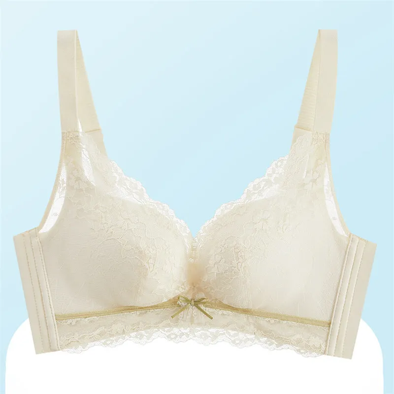 Underwear for women with small breasts, push-up, adjustable medium-thick lace bra, no wires, comfortable, breathable, side breast bra