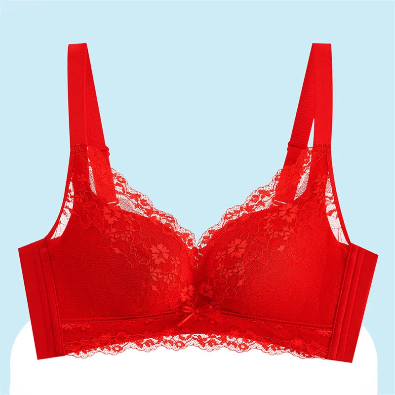 Underwear for women with small breasts, push-up, adjustable medium-thick lace bra, no wires, comfortable, breathable, side breast bra