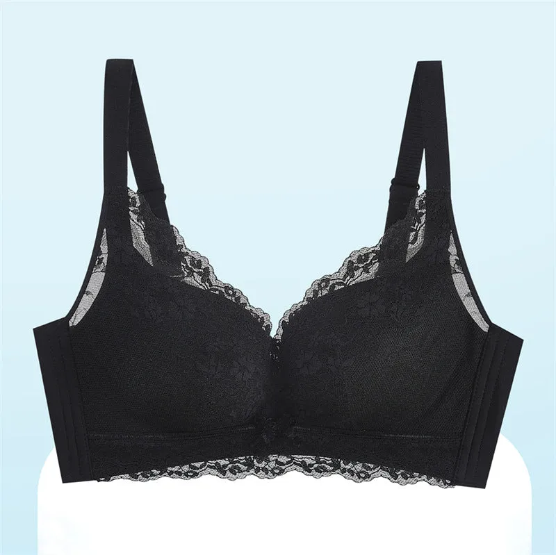 Underwear for women with small breasts, push-up, adjustable medium-thick lace bra, no wires, comfortable, breathable, side breast bra