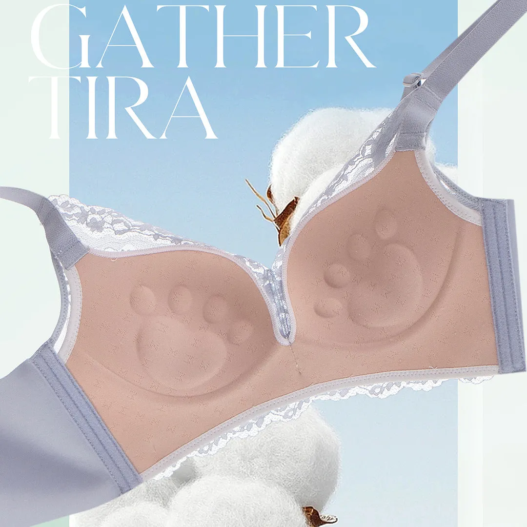Underwear for women with small breasts, push-up, adjustable medium-thick lace bra, no wires, comfortable, breathable, side breast bra