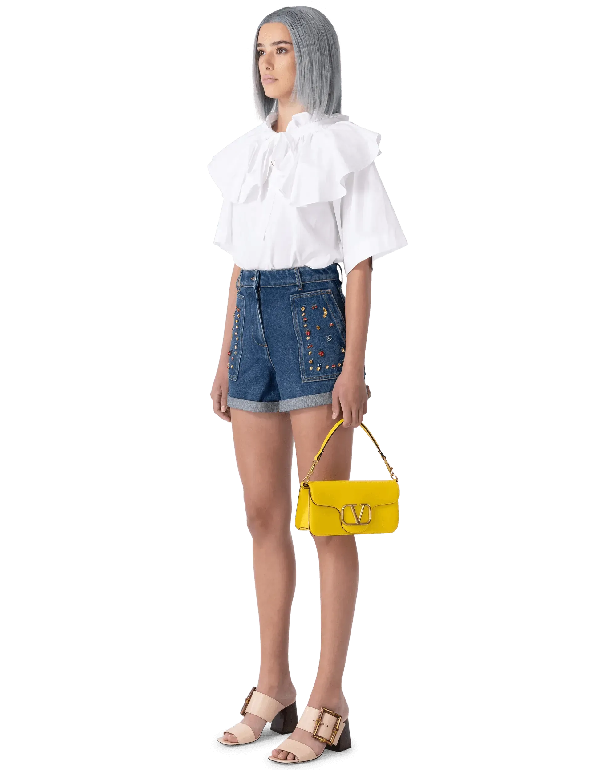 V Logo Fold-Over Shoulder Bag