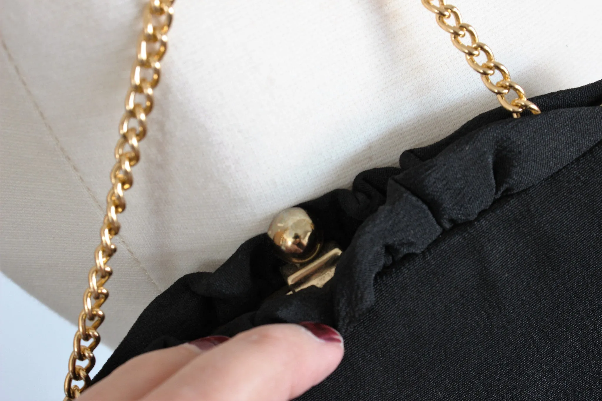 Vintage 1950s Black Faille Clutch Purse