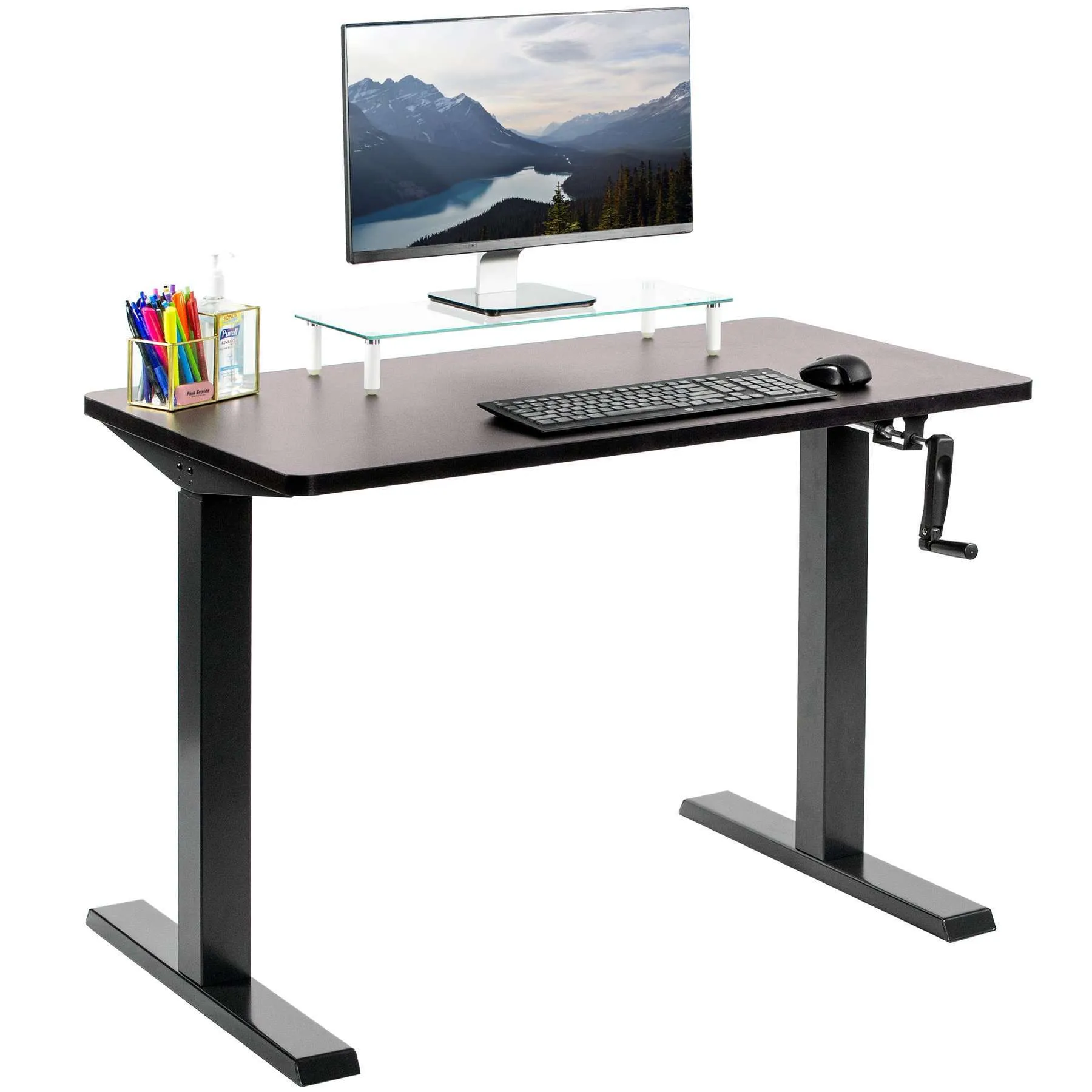 VIVO 43" x 24" Manual Height-Adjustable Desk w/ Crank, DESK-KIT-MB4B/MB4W/MB4C/MB4D/MB4E